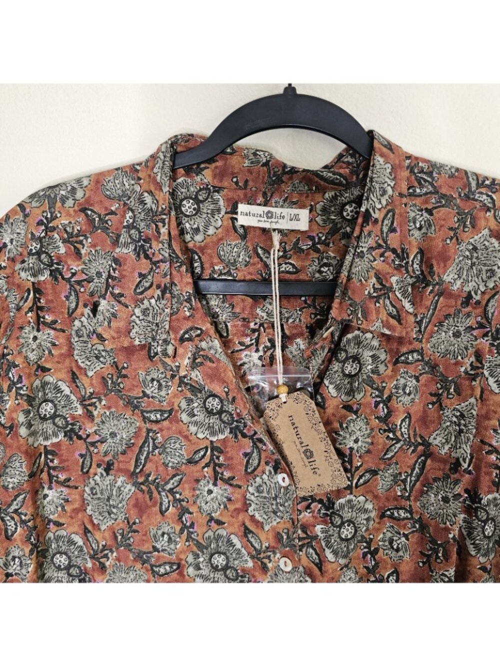NWT Natural Life Dress sz L / XL Boho Fall flower print pattern brown fall - Picture 6 of 9